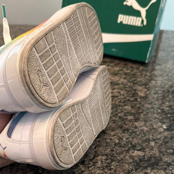 Puma call star rainbow White and Rainbow Sneakers with Platform Sole EUC 8.5 - Picture 11 of 14